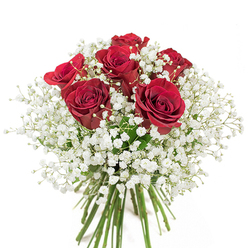 Arranged with heartfelt care, this bouquet brings together the lush drama of Old Malden's finest red roses, each bloom perfectly open and rich with a deep, velvety hue. Surrounded by a luminous cloud of baby's breath-its delicate gypsophila blossoms casting soft halos-every rose stands out, yet feels embraced by lightness and air. The texture is compelling: smooth petals contrast with the feather-like sprays beneath, evoking a sense of tactile pleasure for anyone running their fingers along the arrangement. Peeking through the clear glass vase are long, vivid green stems, their energy a subtle nod to the fresh landscapes that border Beverley Park. This hand-crafted design leans gently into classic romance, yet never feels dated-its form is both full and inviting, brimming with an artistry born of years serving the Old Malden community. Whether placed at the center of a celebratory table or delivered as a quiet promise of affection, this bouquet holds stories within its arrangement-the whispered sentiments, the steady comfort, the vibrant passion. Captured against a crisp white background, every element shines, making this a perfect expression for anniversaries, declarations of love, or simply to brighten a loved one's home along Manor Drive. In every detail, Flowers Old Malden infuses tradition, heart, and fresh local spirit.