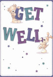 Radiating playful warmth, this vibrant get well card captures the optimism and gentle support cherished throughout Old Malden. Two delightful friends-a plush bear brimming with affection and a soft-eared puppy full of energy-come to life, each joyfully cradling the bold, hand-lettered 'Get Well.' Deep indigo and teal hues make the message leap forward against a luminous cream background, much like a cheery bouquet brightening a home along Sycamore Grove. Twinkling blue and purple stars are sprinkled throughout, their lively glow recalling the hope found in small gestures. The illustrator's attention to the fluffiness of the bear's fur and the velvety softness of the puppy's ears adds a tactile dimension as soothing as a freshly delivered bouquet. This endearing scene conveys more than just words: it offers a true sense of comfort, kindness, and encouragement, thoughtfully crafted to help friends and neighbours in Old Malden feel surrounded by care and gentle reassurance on their journey to wellness.